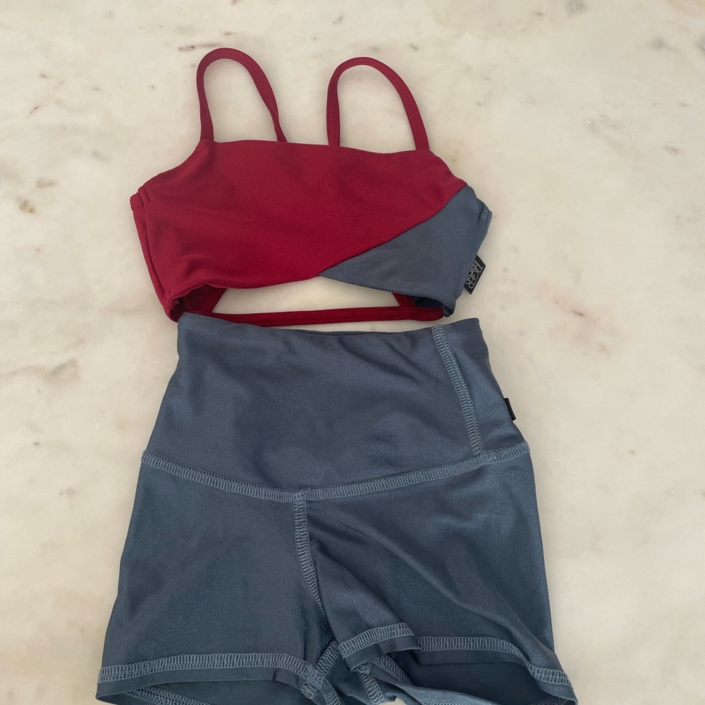 Stylish Red and Gray Women's Shorts